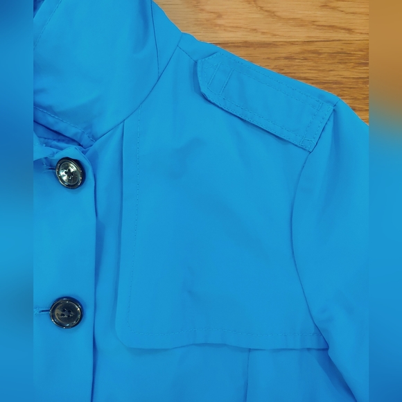 LANDS' END Sz S TALL Women's Belted Blue Trench Coat Single-Breasted Epaulets - Picture 7 of 9